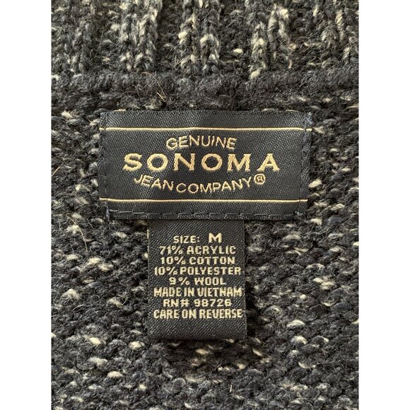 Sonoma Jean Co. Mens Zip-Up Navy Blue Sweater Medium - Picture 4 of 7